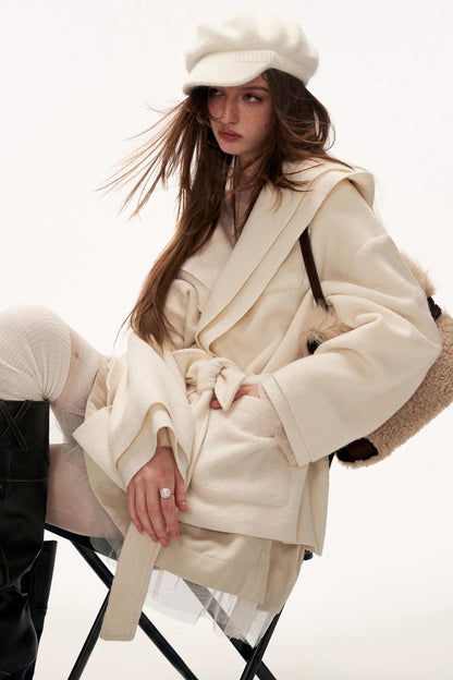 Double Layered Fur Shrimmed Coat