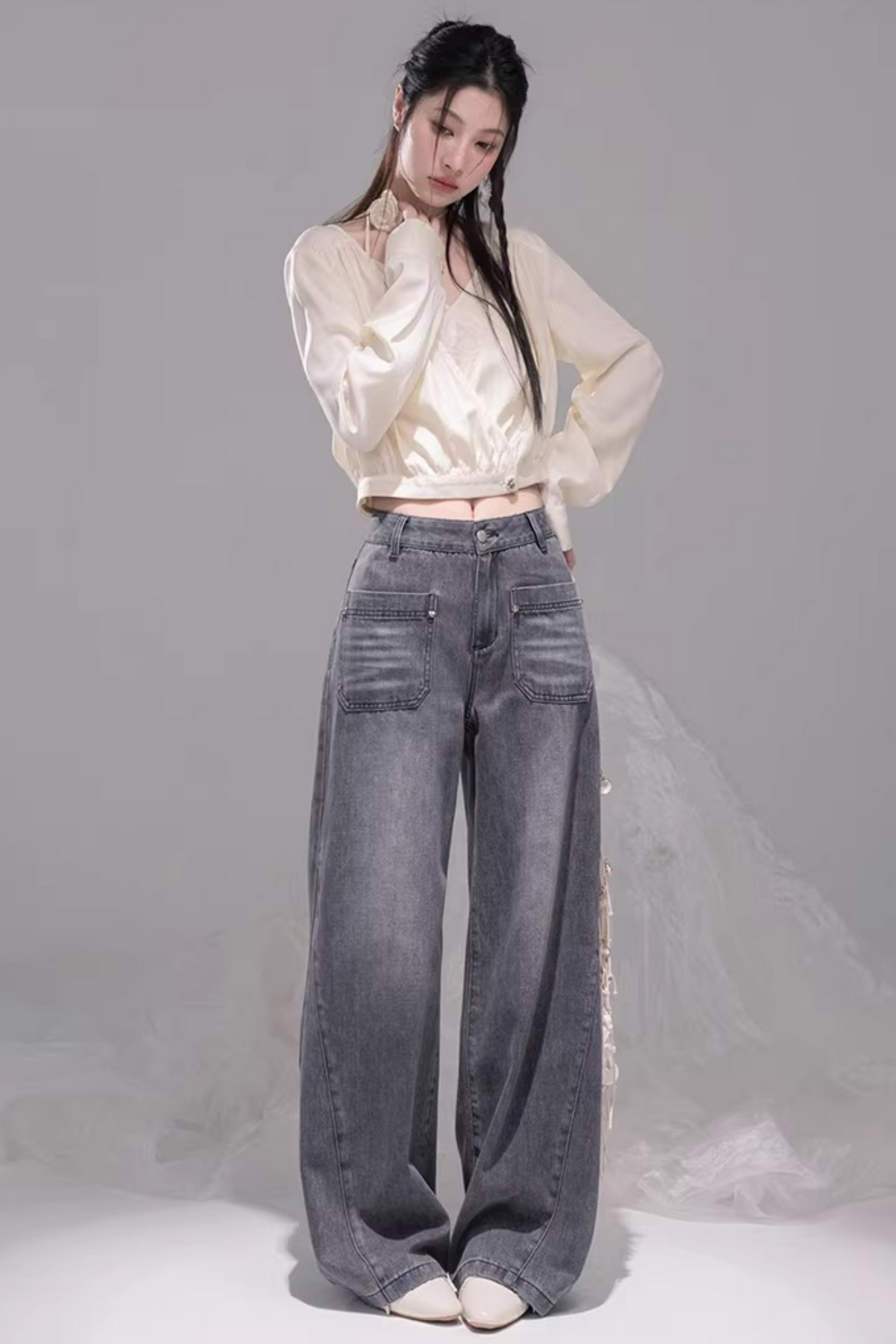 インクグレイストレートデニムパンツ