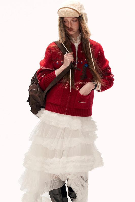 スノーフレークラビットニットカーディガン