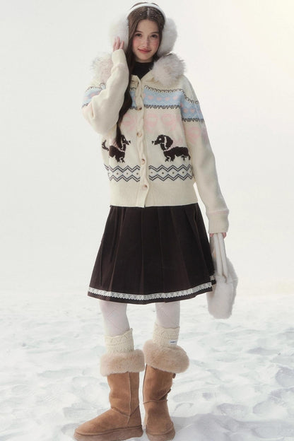 レトロフェアアイルダックスセーターカーディガン