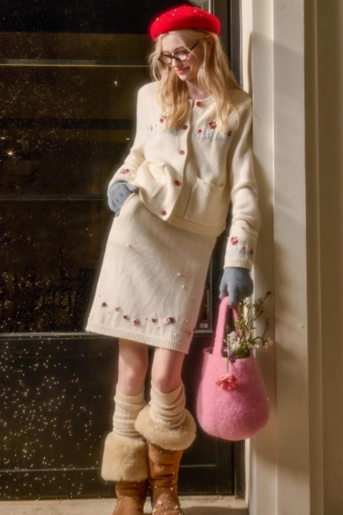 スイートベリーニットトップス+タイトスカート