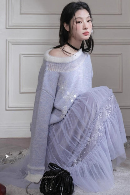 ダブルメッシュレースロングスカート