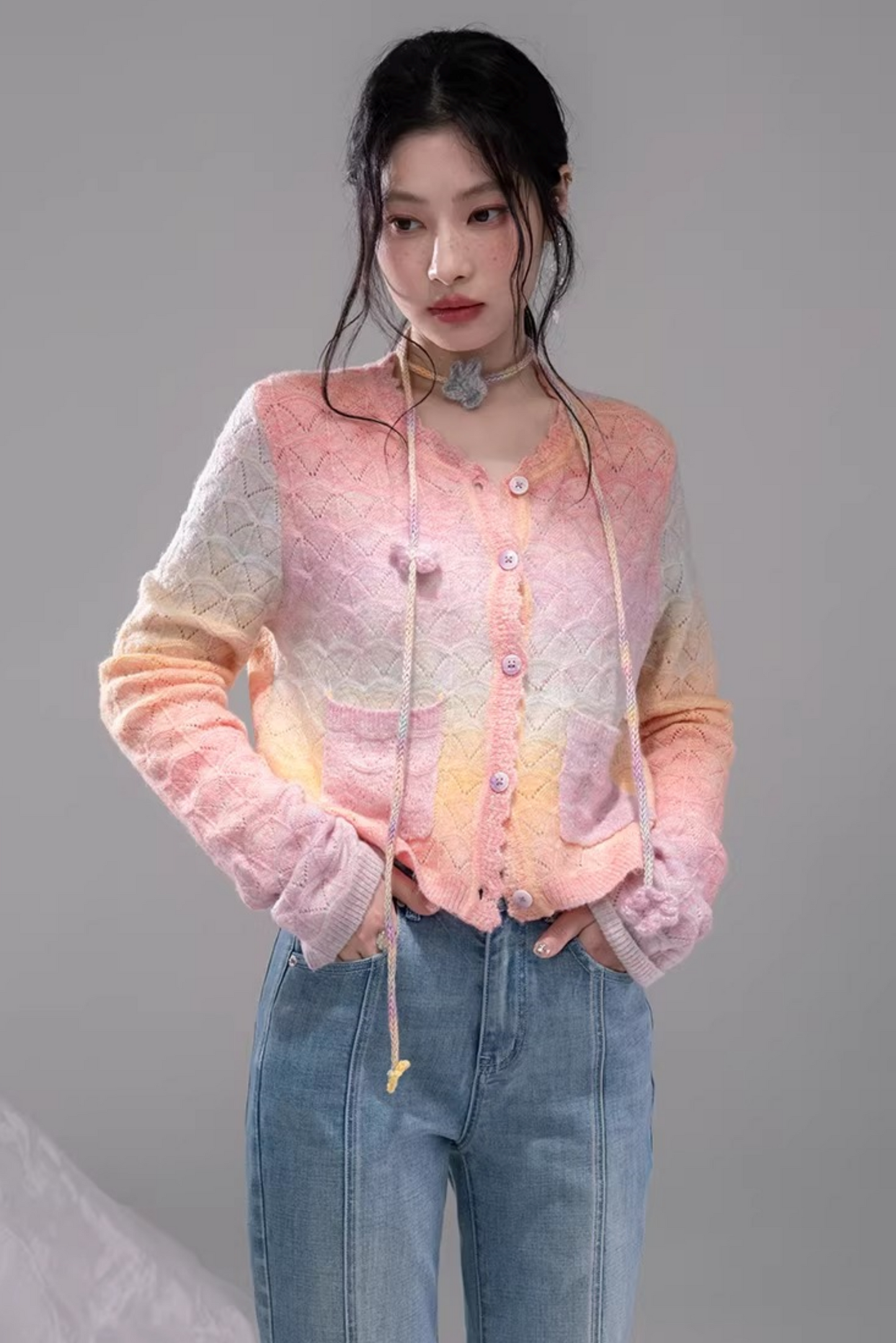 グラデーションレインボーカーディガン