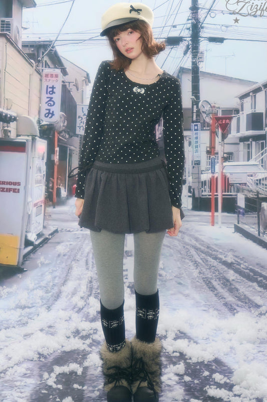 ポルカドットチェーンニットトップ