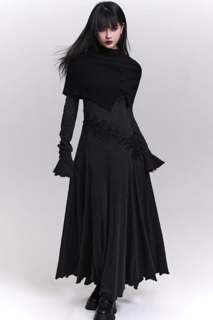 グレーオフショルダーニットドレス