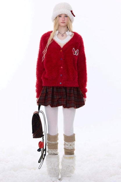 レトロプレイドドローストリングスカート