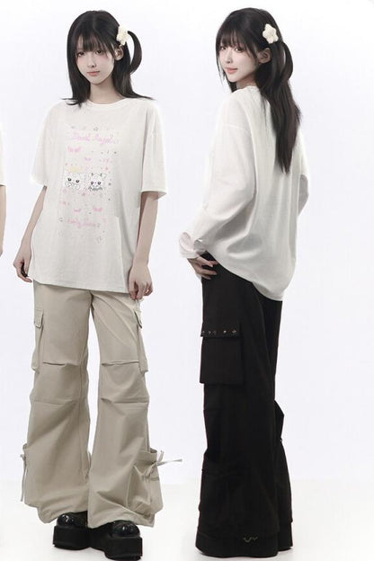 Studded Gathered Cargo Pants