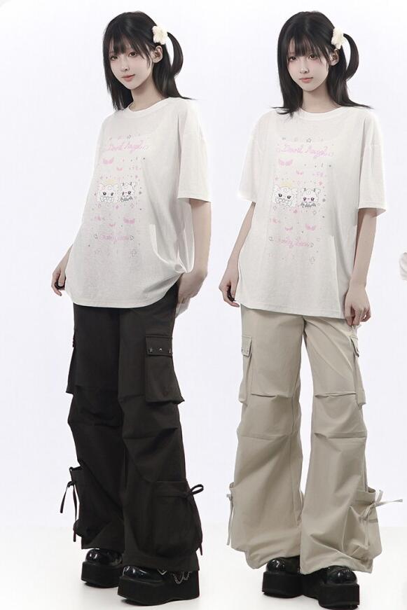 Studded Gathered Cargo Pants