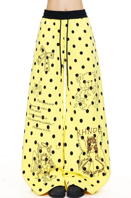Anime Illustration Dot Wide Leg Pants