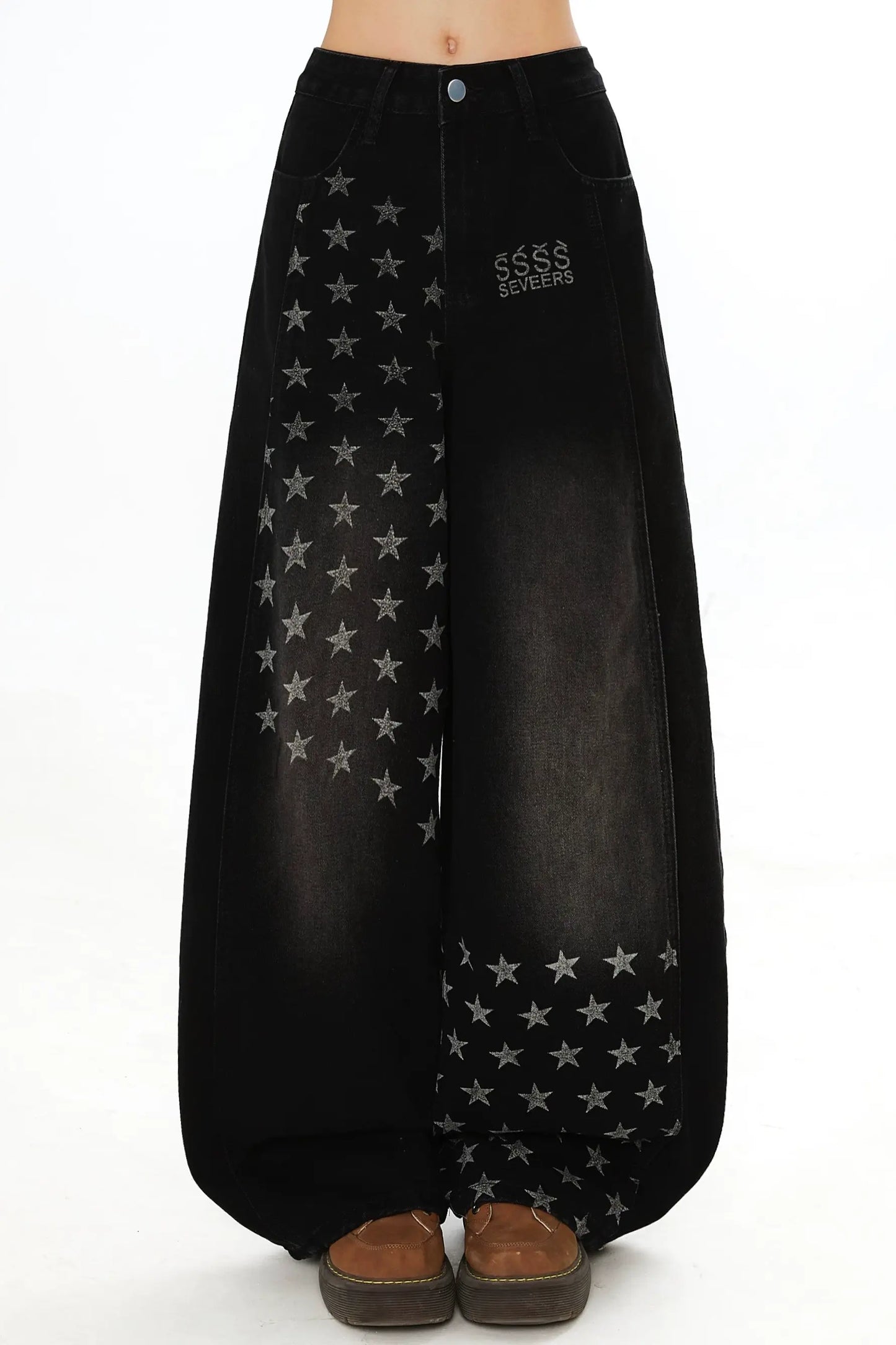 Retro Star Osh Design Wide Denim Pants