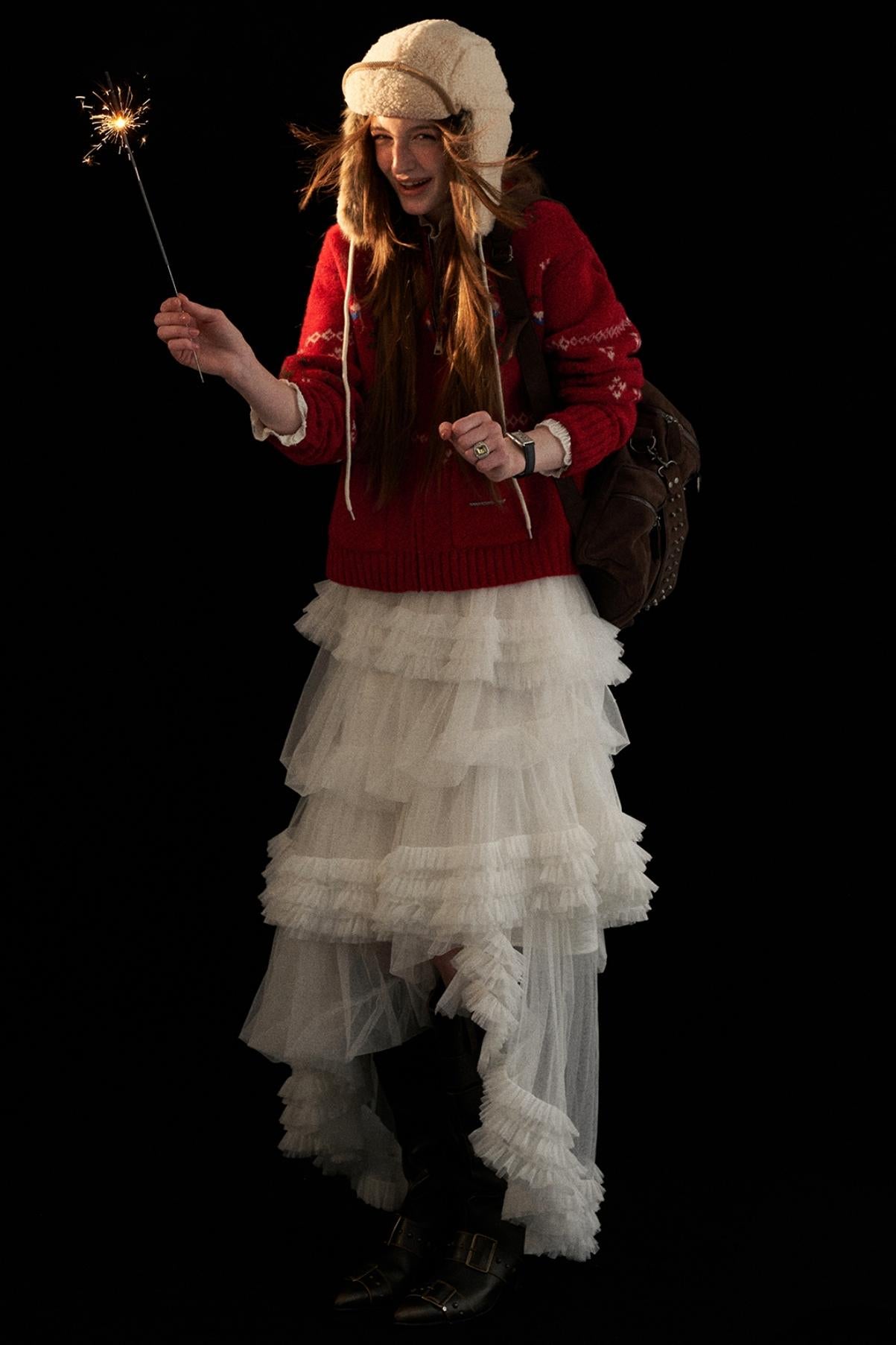 メッシュアシンメトリカルクラウドスカート