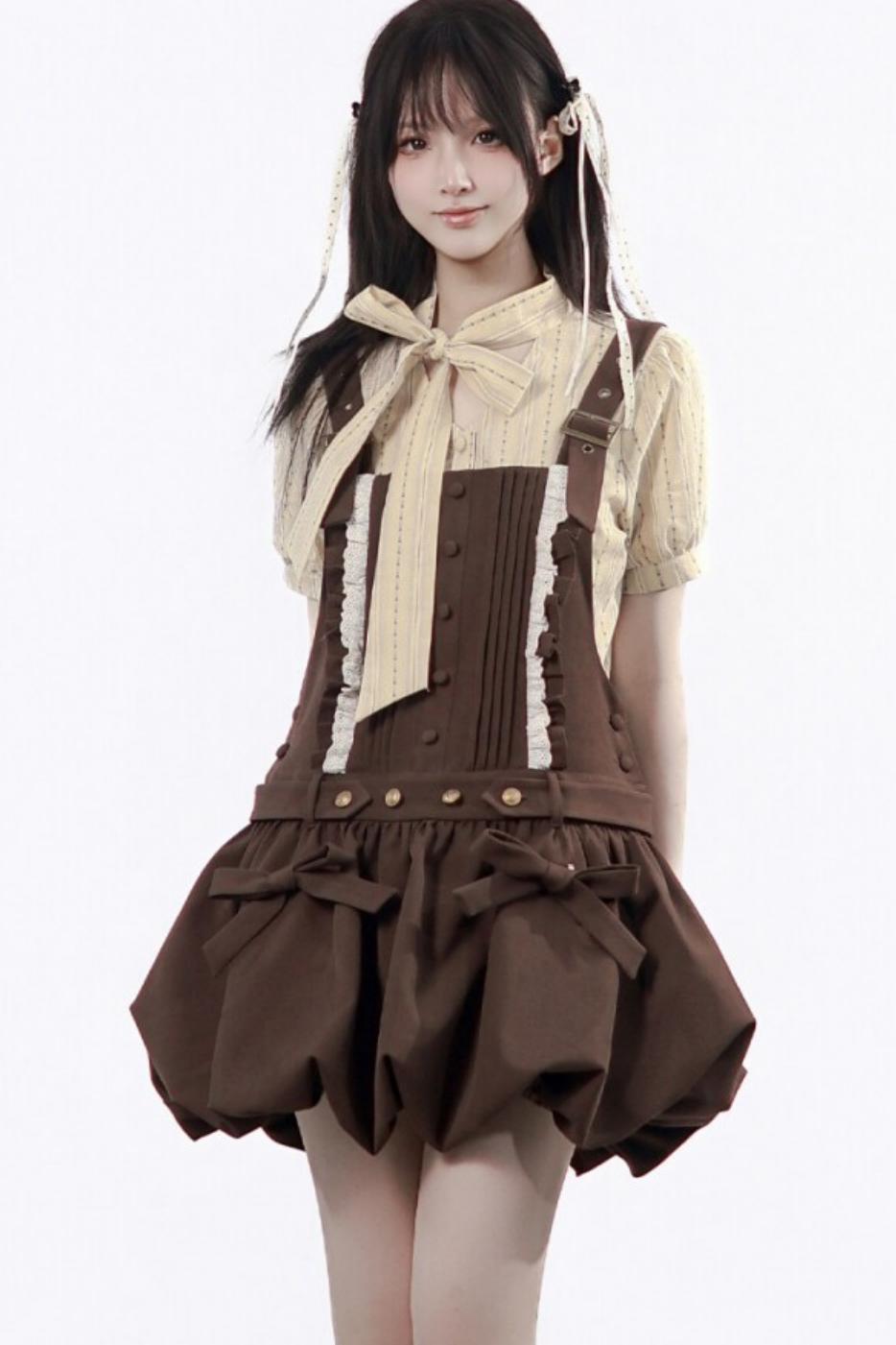 Midsummer Night Lace-Up Blouse + Suspender Skirt + Leg Warmers