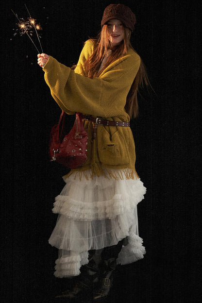 メッシュアシンメトリカルクラウドスカート