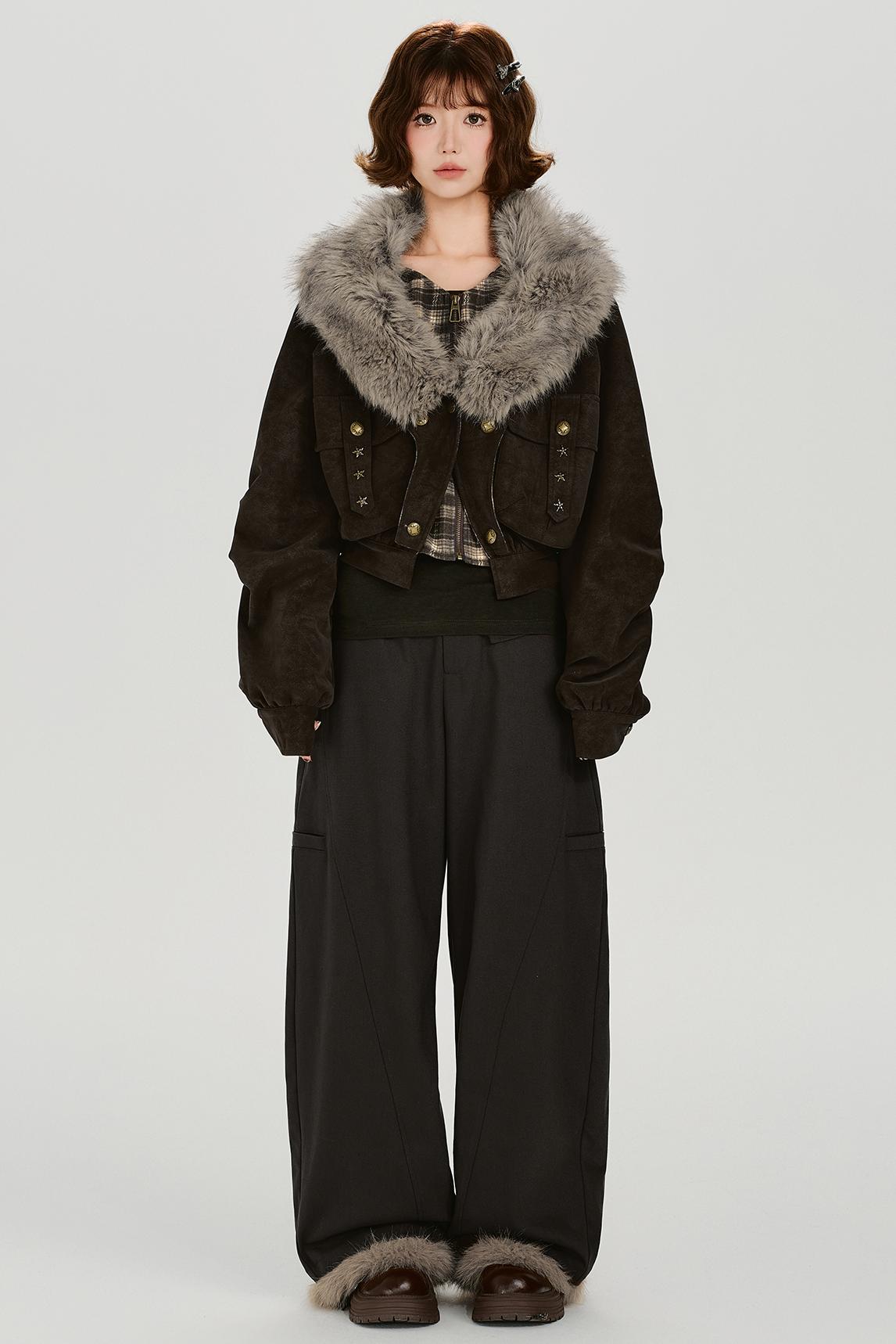 レトロマルーンワイドレッグパンツ