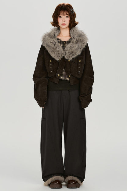 レトロマルーンワイドレッグパンツ