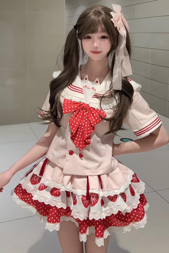 いちごと猫のセーラーセットアップ