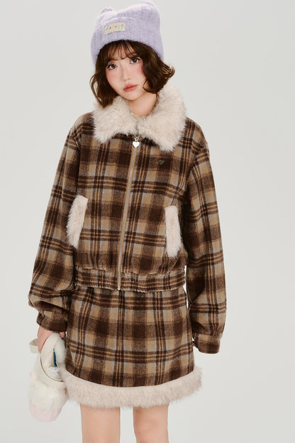 レトロチェックウィンタージャケットセットアップ