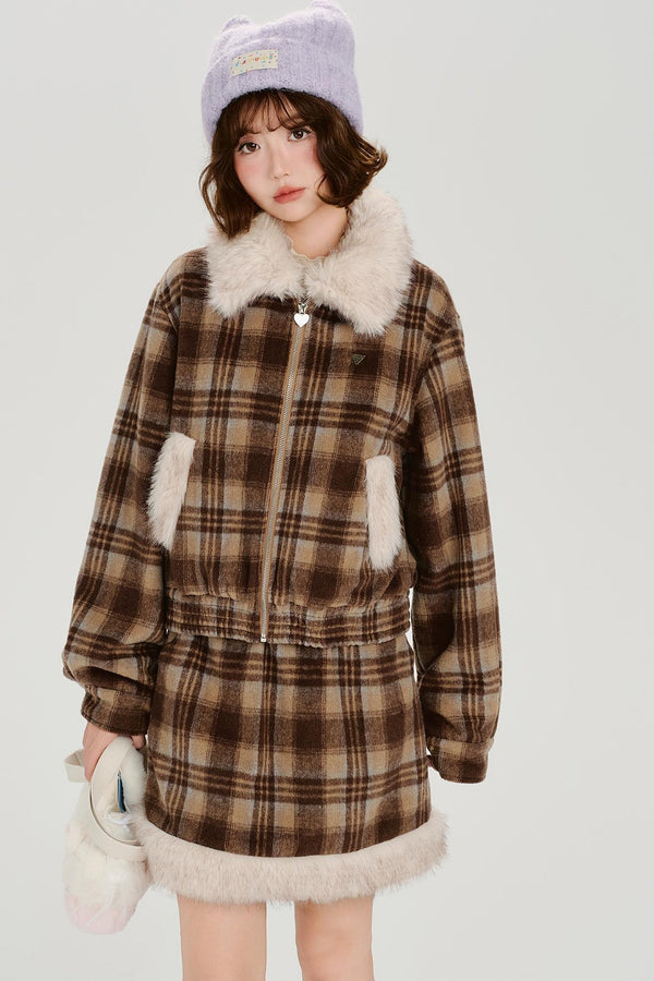 レトロチェックウィンタージャケットセットアップ