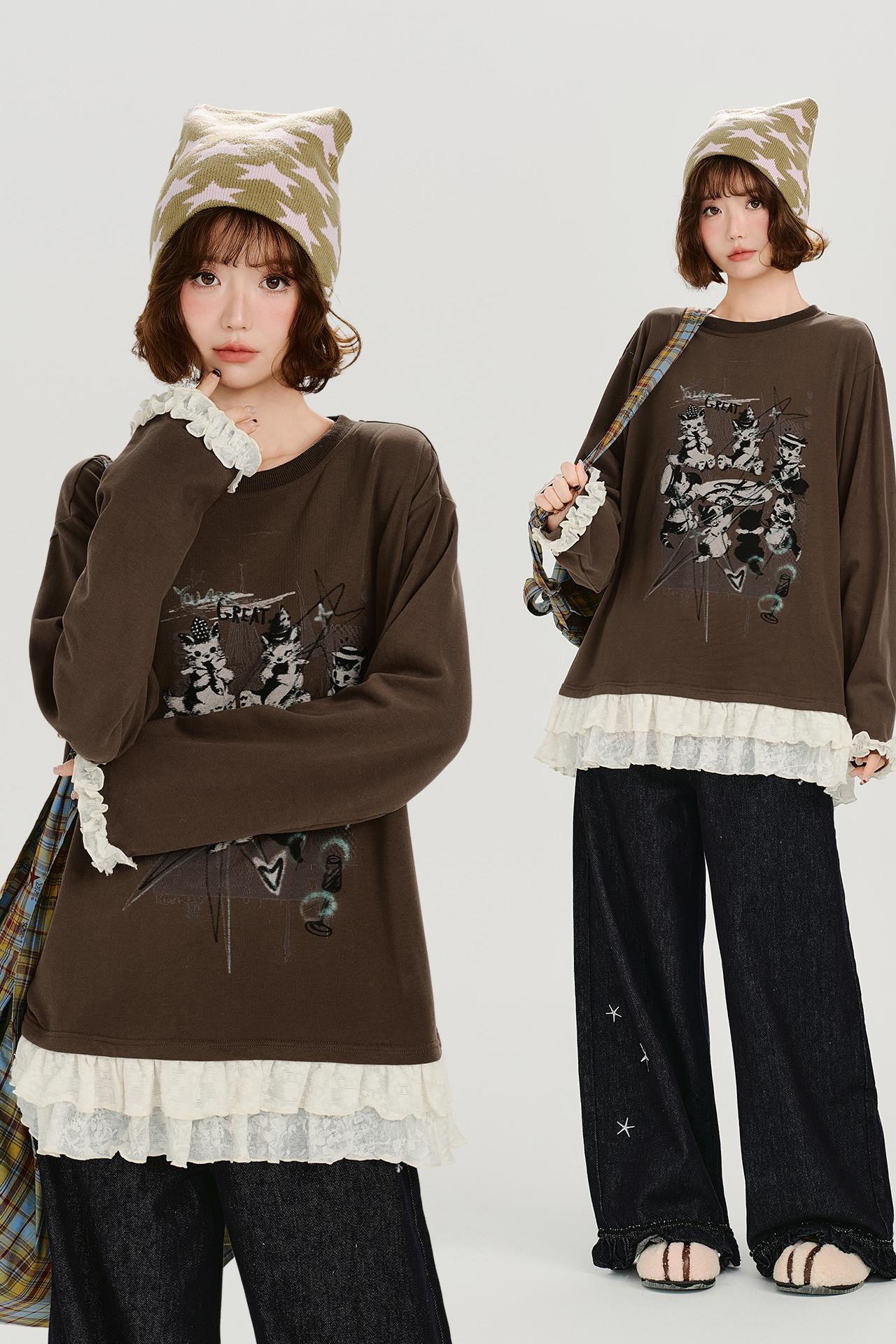 レトロラッフルドパッチワークトップ