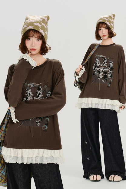 レトロラッフルドパッチワークトップ