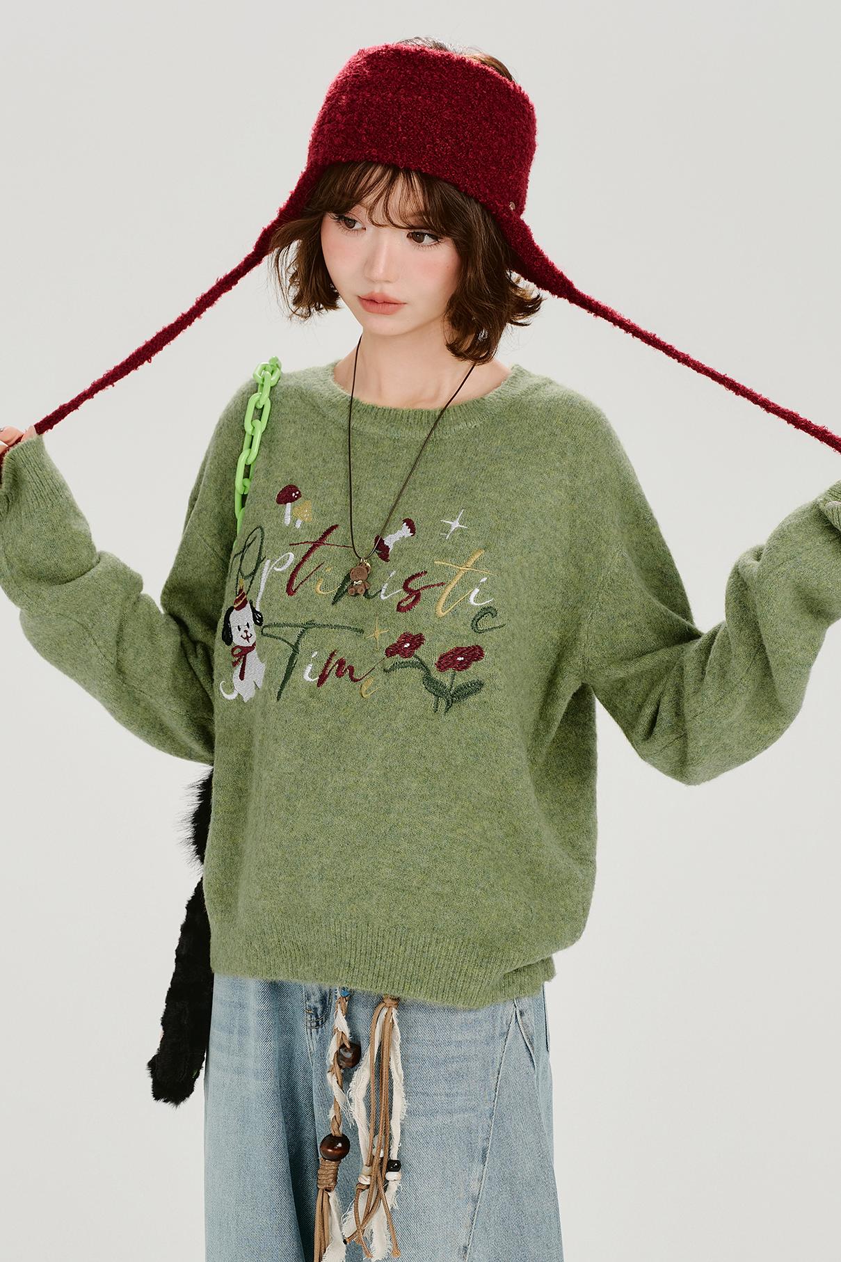 レトロエンブロイダードニットスウェター