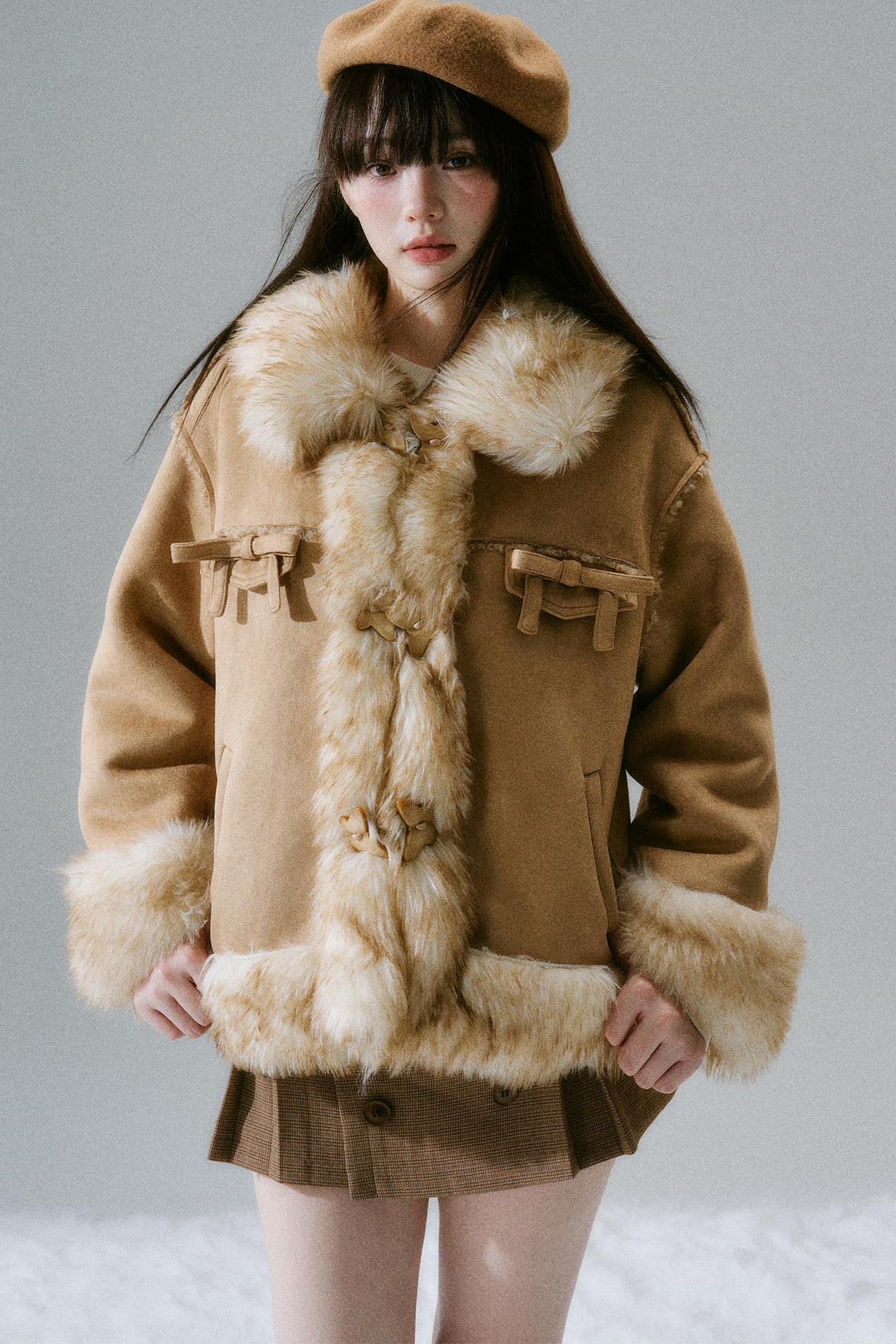 Fur Ribbon Pocket Coat