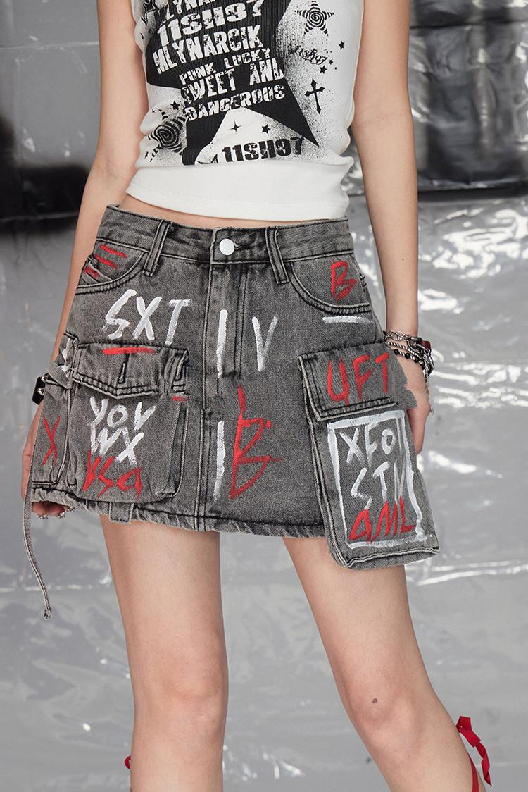 Artistic Graffiti Midi Skirt