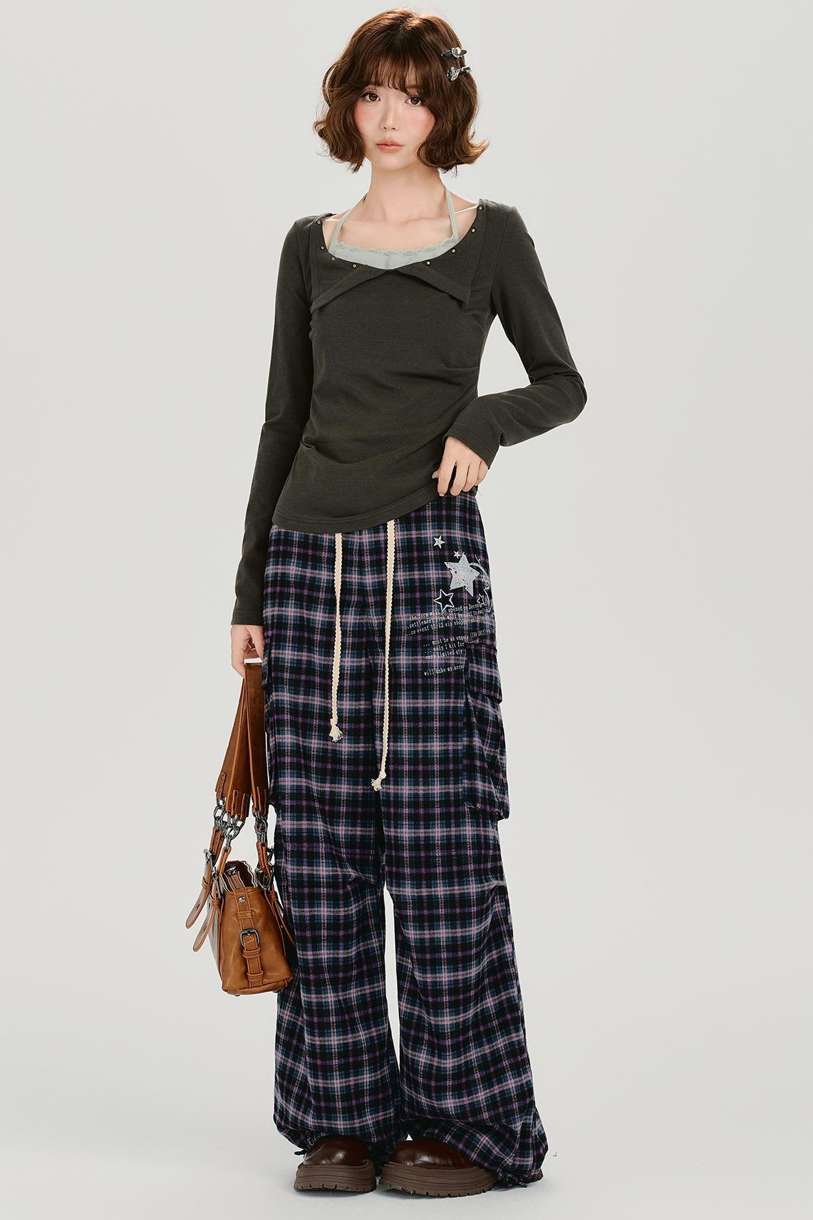 アメリカンレトロプラッドパンツ