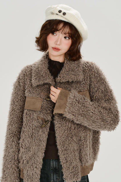 ヴィンテージラペルプラッシュホーンボタンジャケット