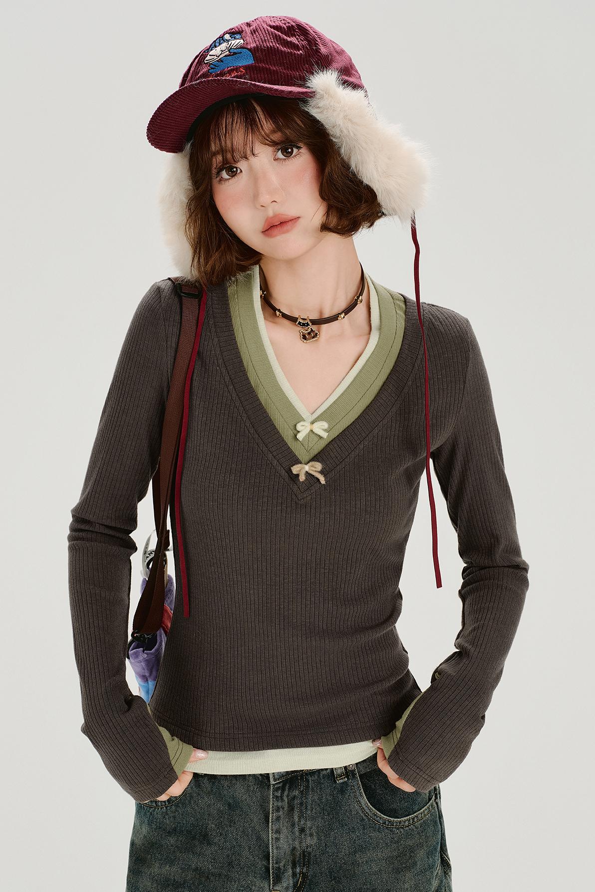 レトロロングスリーブドトップス