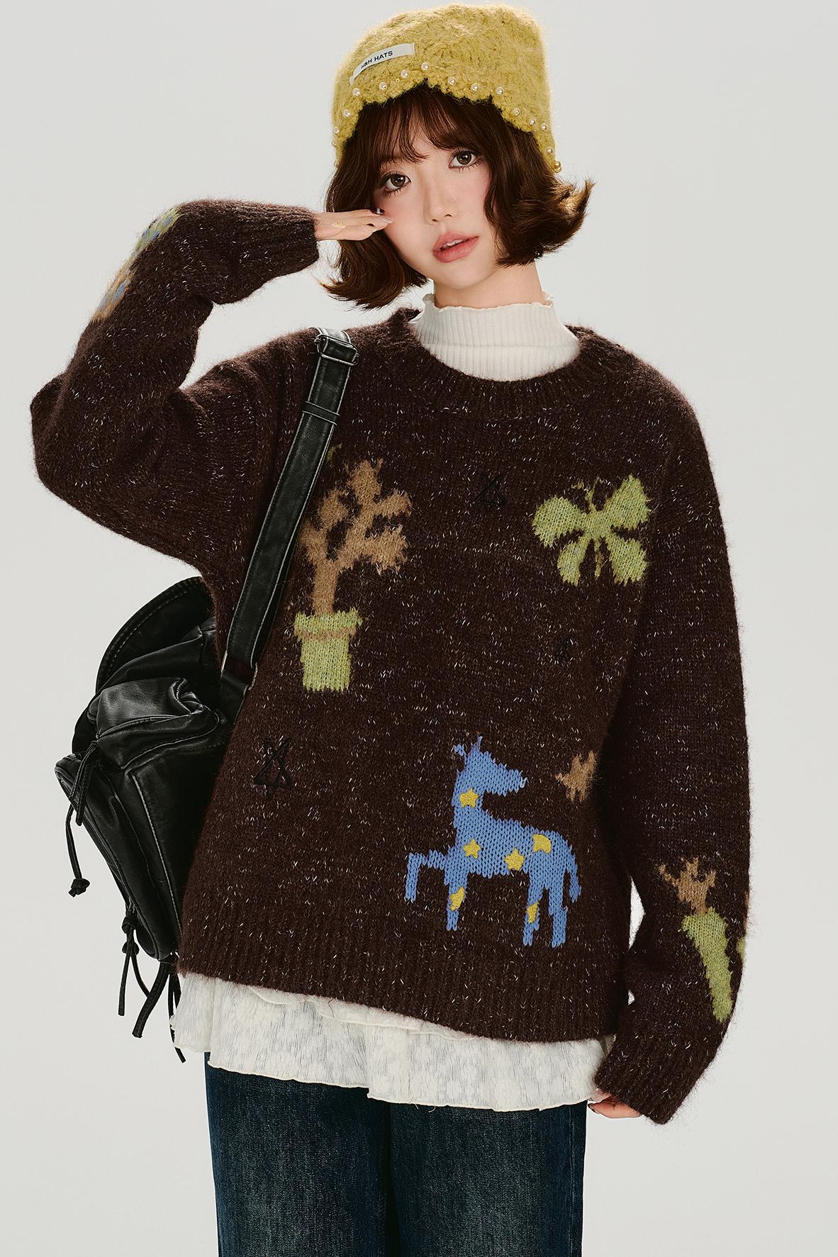 レトロアニマルセーター