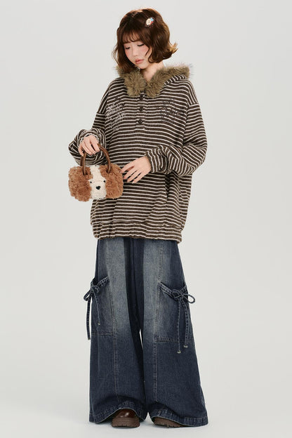 レトロディストレストデニムパンツ