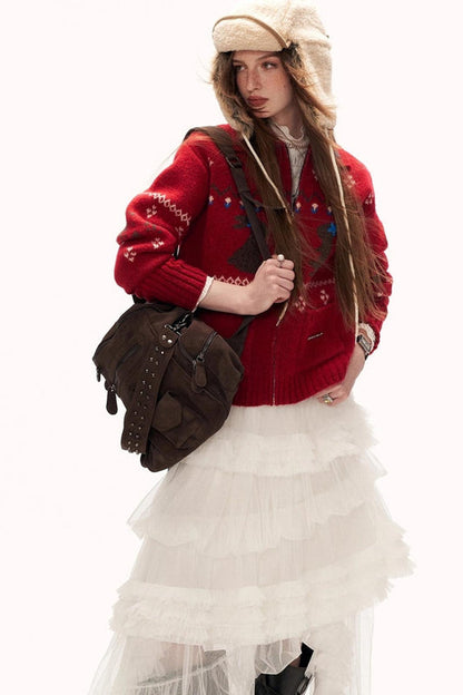 スノーフレークラビットニットカーディガン