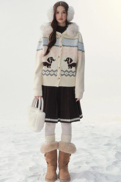 レトロフェアアイルダックスセーターカーディガン