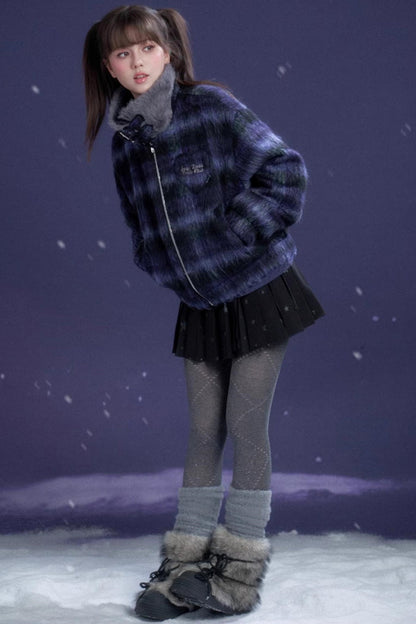 Check High Neck Jacket