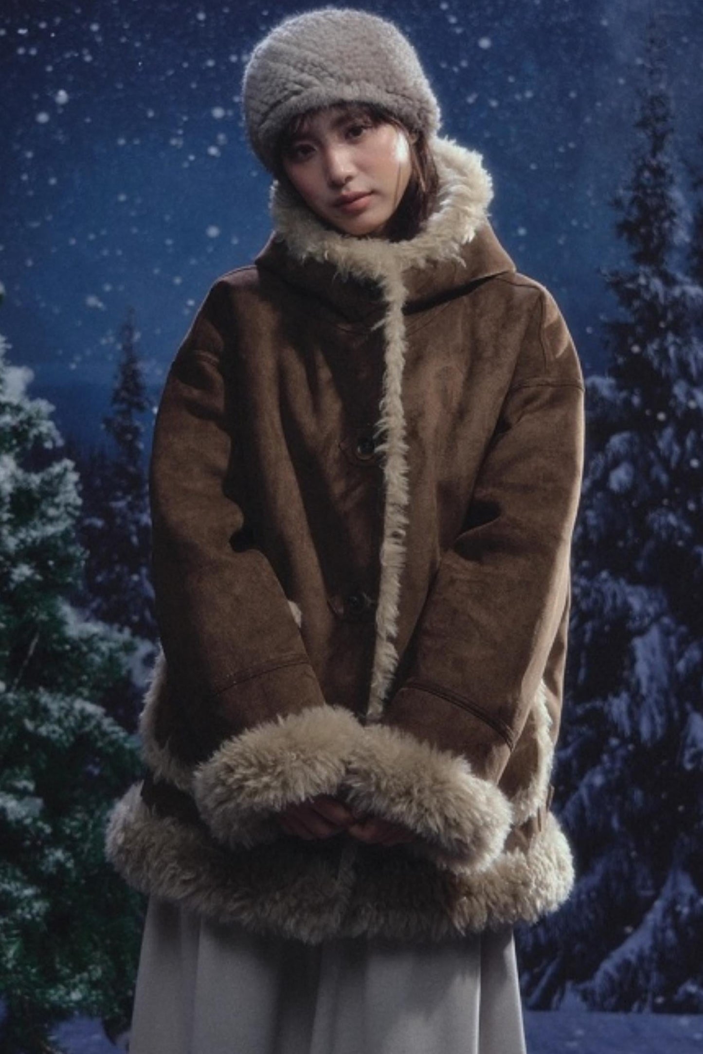 リバーシブルスエードファーコート