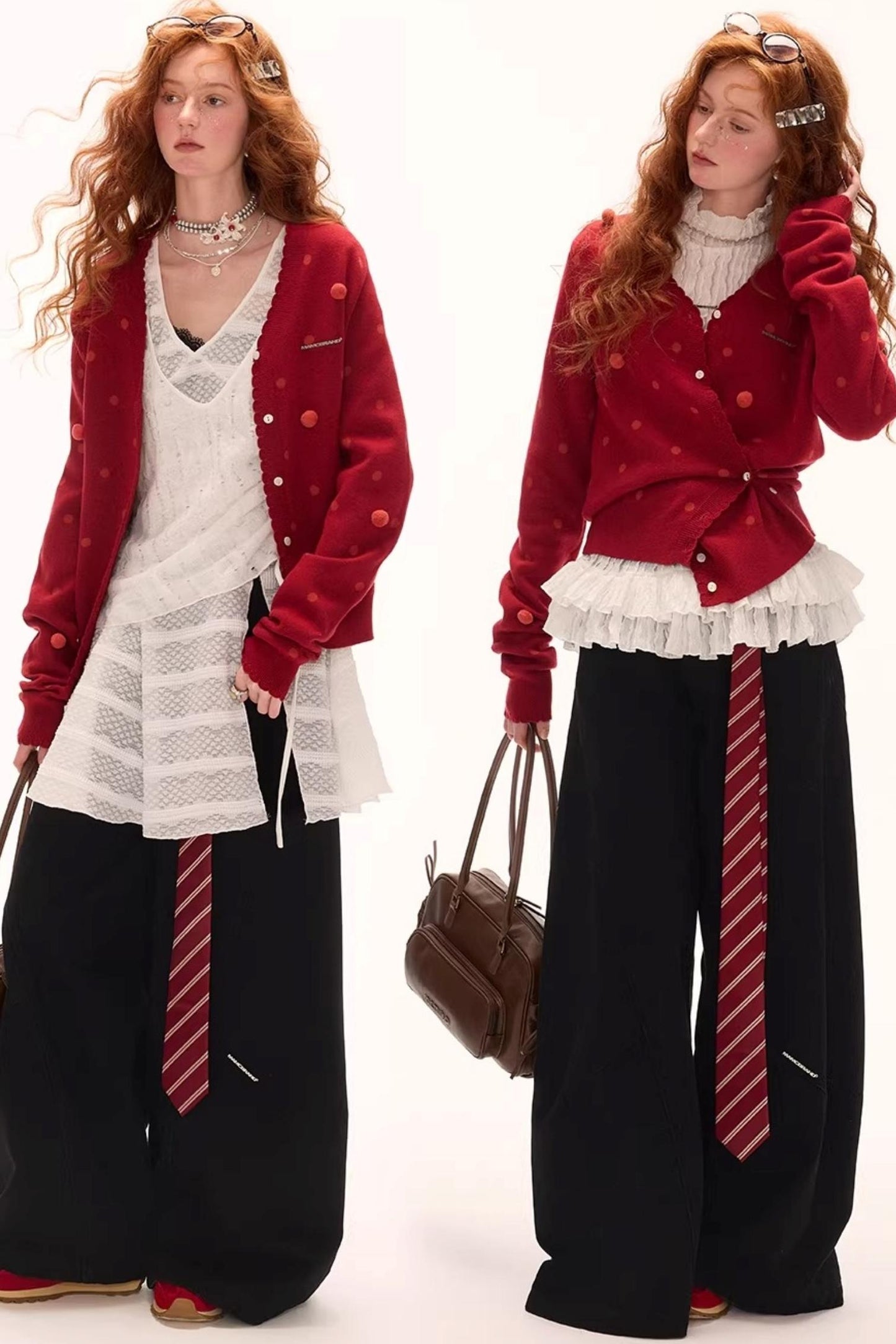 Dot Asymmetrical Cardigan