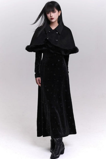 ブラックベルベットバタフライドレス