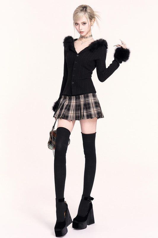 Retro Check Pleated Skirt