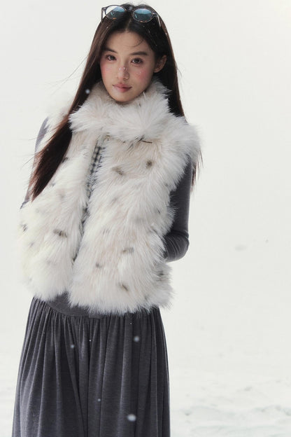 チェックドットファーリバーシブルベスト