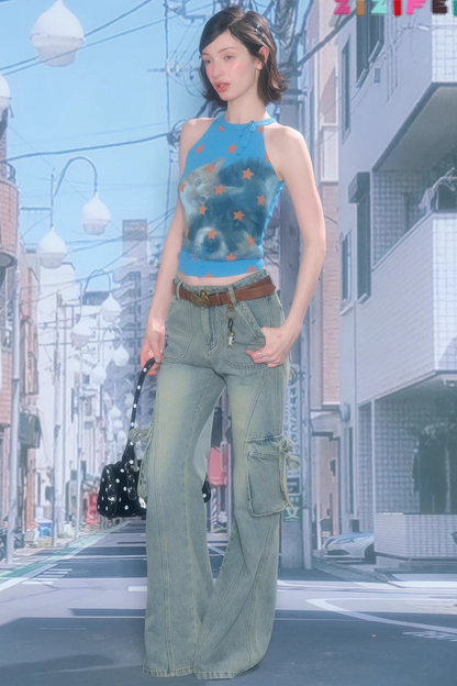 Y2K Star Cat Sleeveless Top