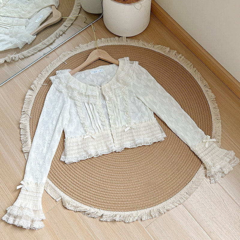 Green Embroidered Lolita One-Piece Dress + Cardigan + Hat + Belt + Accessories