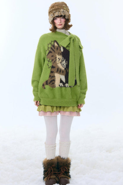 レトロストライプニットスカート