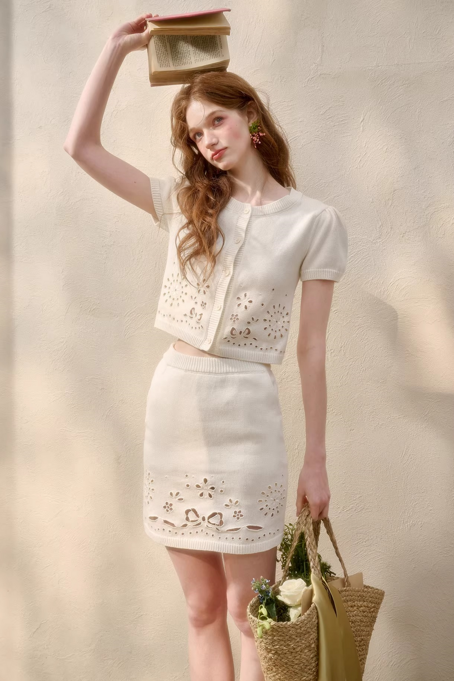 パフスリーブフレンチトップス＋スカート