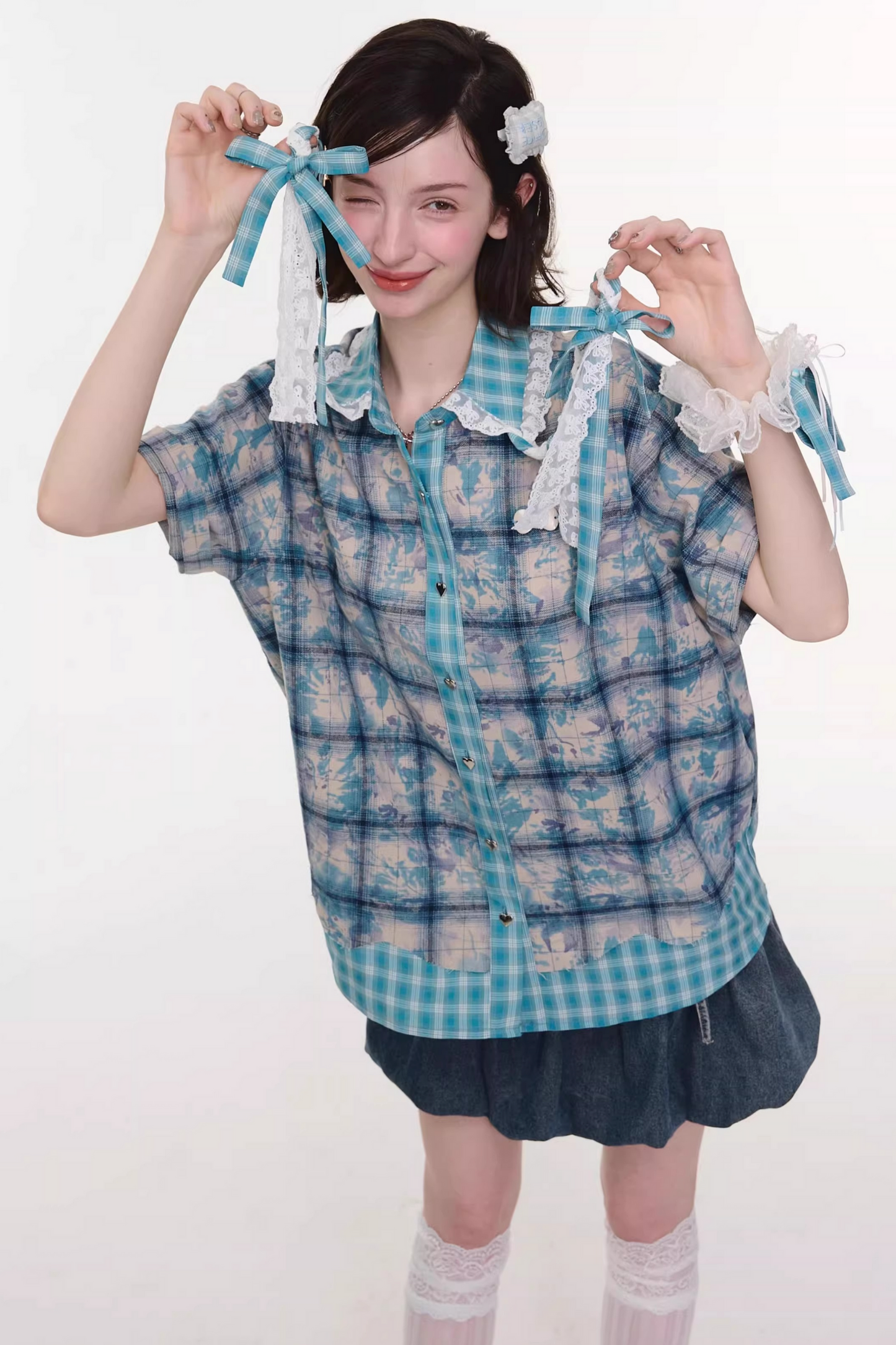 Camicia ampia a quadri Y2K