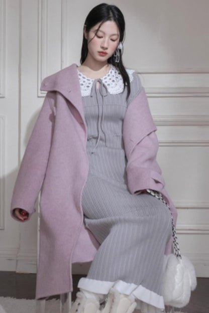 スーチュアンミストグレイフリルロングドレス