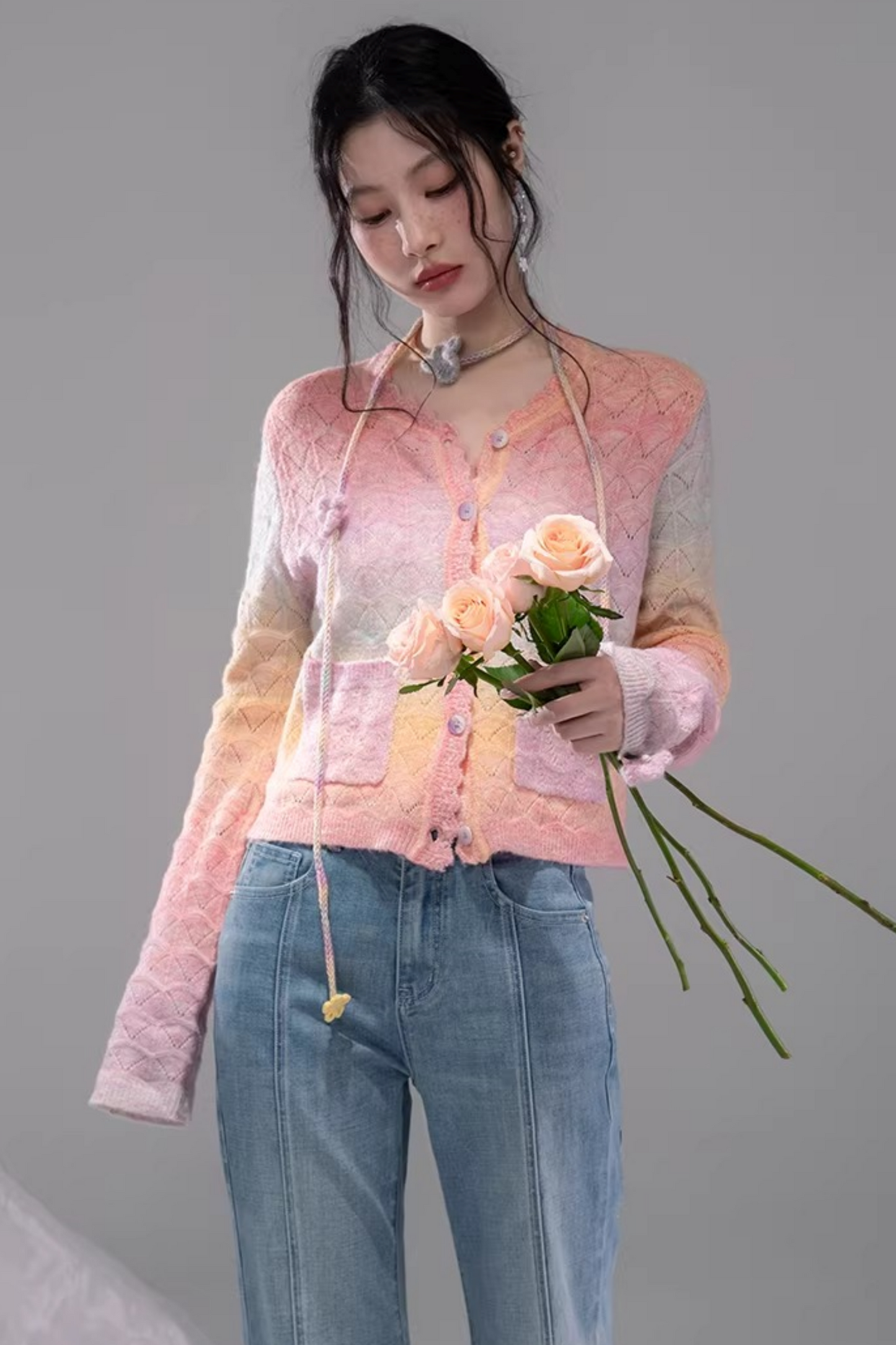 グラデーションレインボーカーディガン