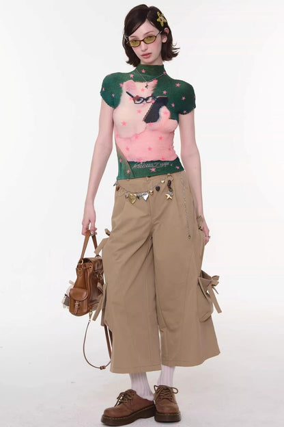 Sweet Cat Print Top