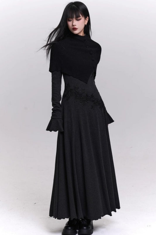 Gray Off-the-shoulder Knit Dress