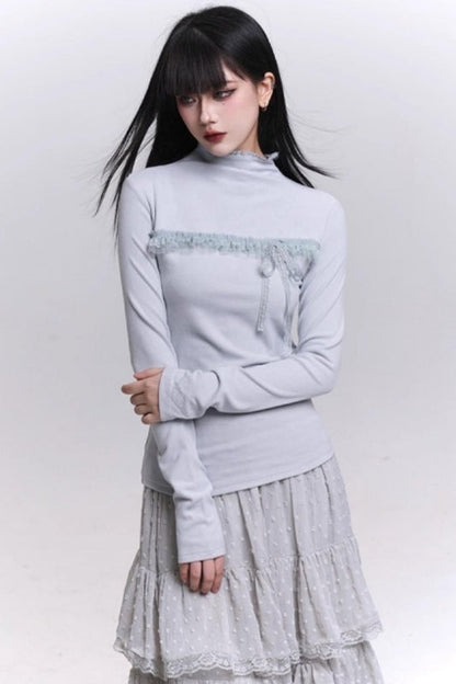 フェイデッドグレーリブドトップ